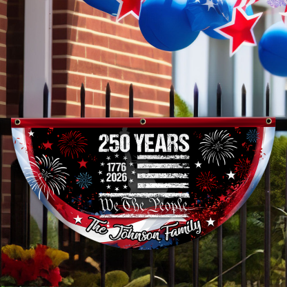 Personalized 250 Years of Freedom America Flag Custom 250 Years USA 250th Birthday 1776-2026 Eagle Non-Pleated Fan Flag USA 250th Anniversary Bunting Flag