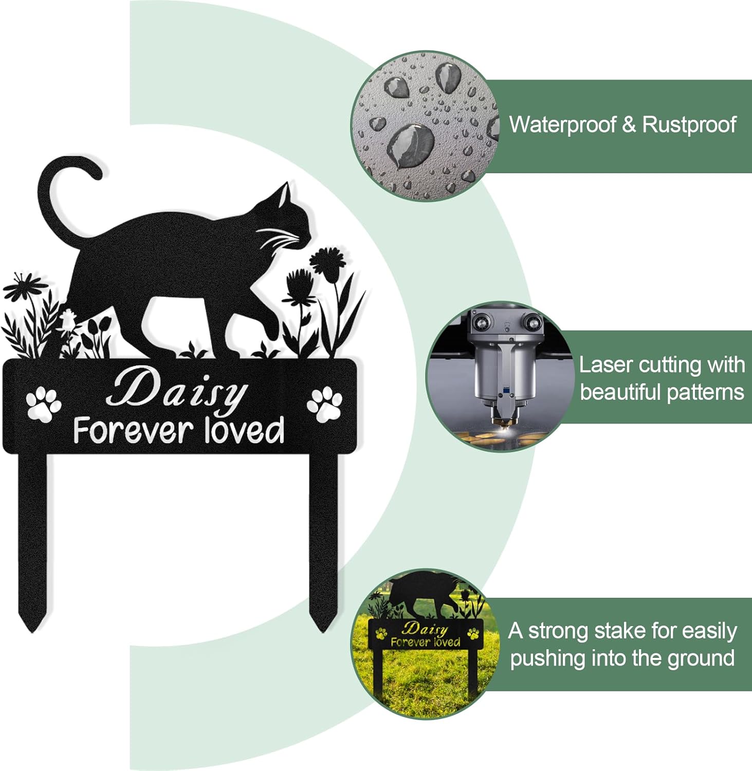 Personalized Pet Memorial Garden Stake, Custom Cat Headstone for Outdoor Decor | Memorial Plaque for Lost Pets-MetalsignX