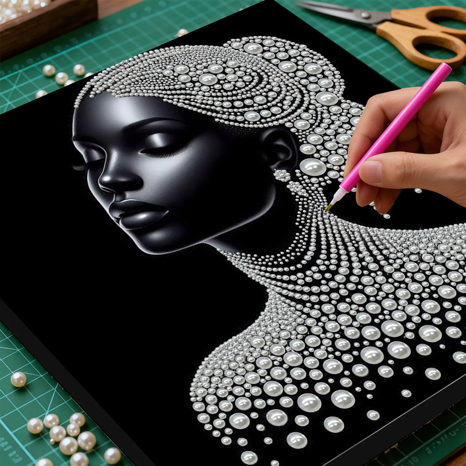 Framed Gracelady - Pearls Painting Kit for Creativity DIY Pearl Dot Crafts for Gift Home Wall Decor 