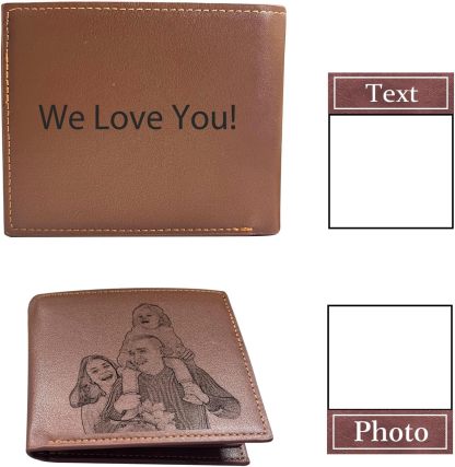 Personalized Photo Wallets for Men, Custom Name Mens Wallets for Him Boyfriend Husband Dad Men, Personalized Gifts Engraved Photo Name Text Wallets for Birthday Anniversary