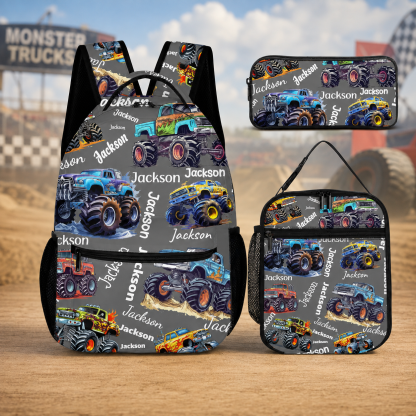 Personalized Name Monster Truck Backpack