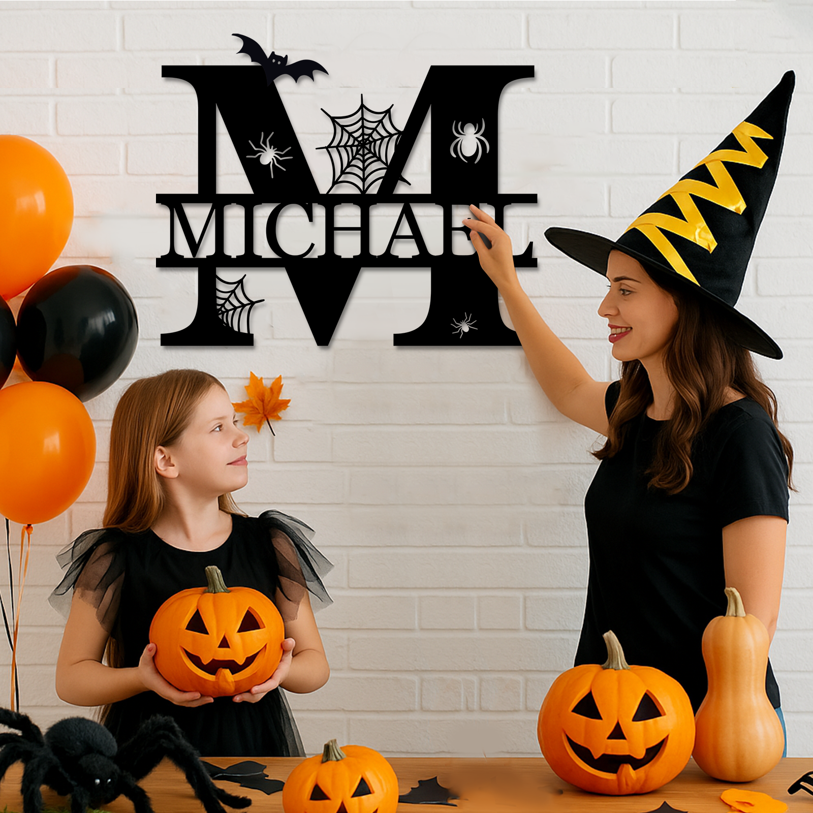 Personalized Halloween Split Monogram Custom Halloween Alphabet Letters Halloween Family Name Sign Spooky Last Name Letter Monogram Custom Metal Fall Autumn Home Decor