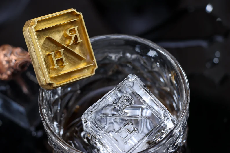 Personalized Ice Cube Stamp: Custom Logo Brass Stamp for Cocktails & Whisky Lover