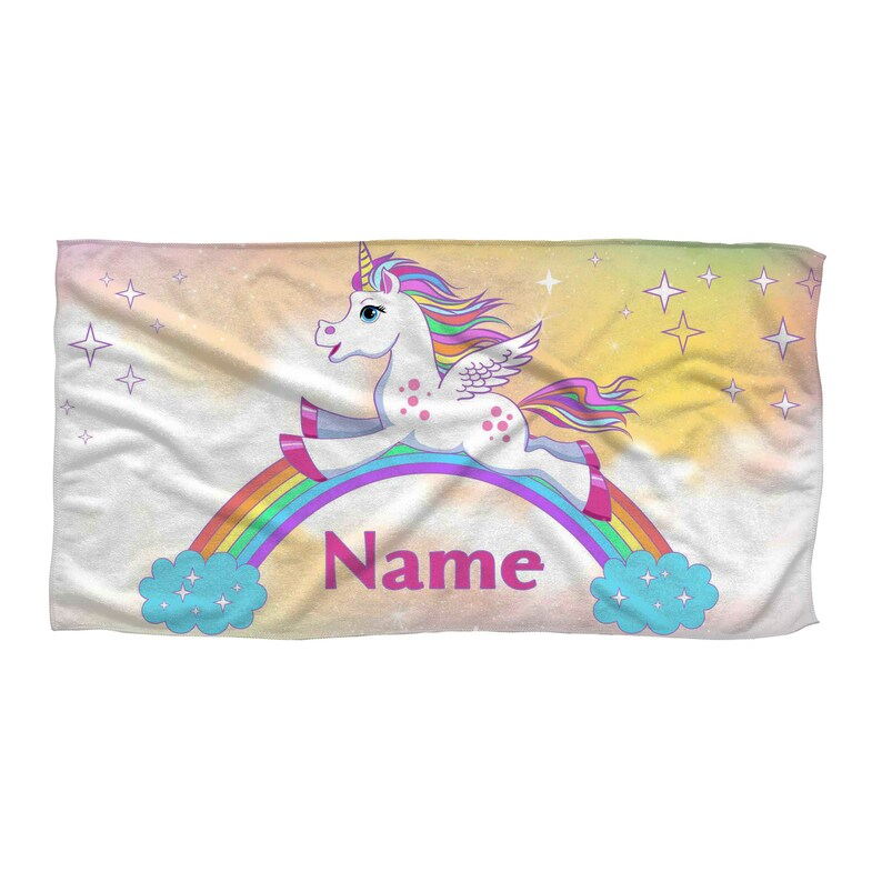 Personalized Beach Towel with Your Name, Custom Unicorn Beach Towel For Kids