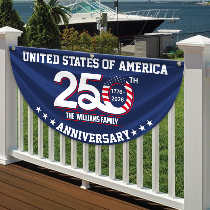 Personalized America 250th Anniversary Bunting Flag Patriotic 250th Anniversary 1776 2026 United States of America Non-Pleated Fan Flag