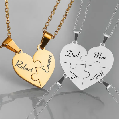 Personalized Heart Puzzle Necklace: Stainless Steel Friendship Jewelry