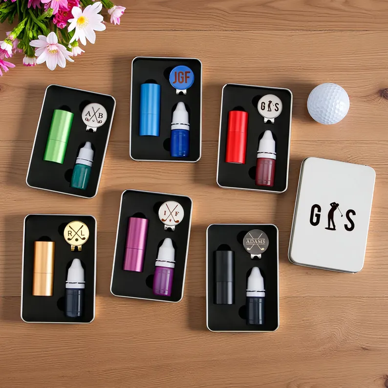 Custom Golf Ball Stamp Box | Custom Golfer Gift | Golf Stamp Hat Clip Mark | Golf Accessories | Golf Ball Marker | Christmas Gifts