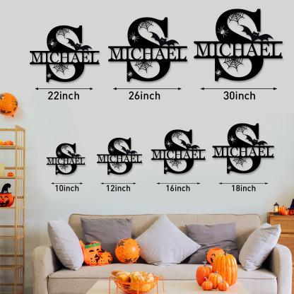 Personalize Halloween Letter Metal Sign Halloween Family Name Sign Spooky Last Name Letter Monogram Custom Metal Fall Autumn Home Decor