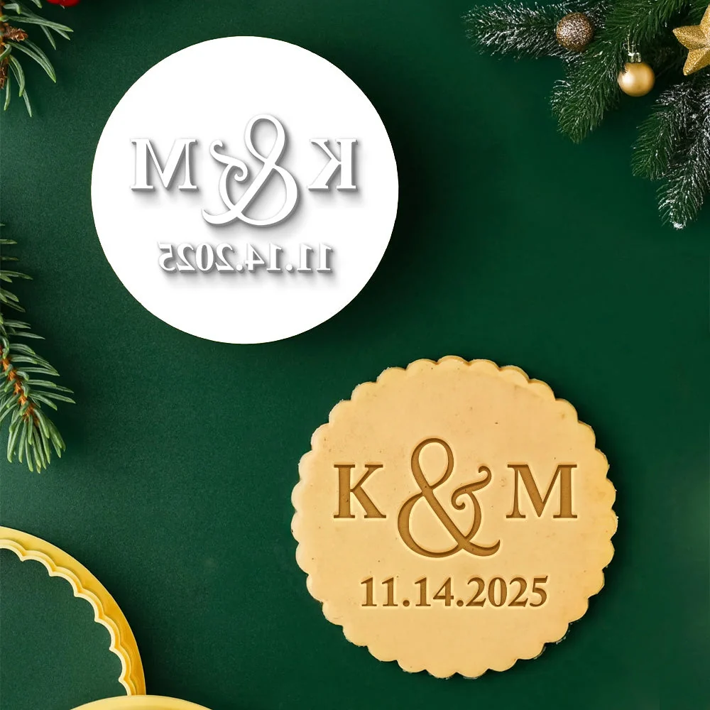 Personalized Wedding Initials and Date Cookie Stamp