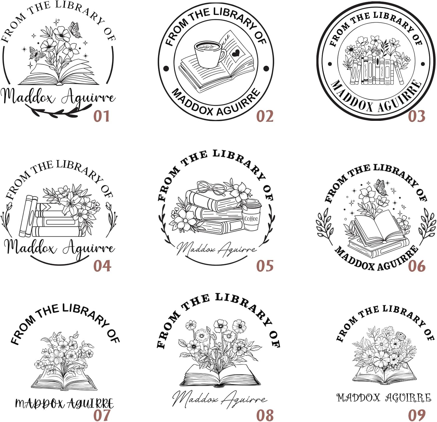 Custom Book Embosser, Personalized Embosser Stamp, Personal Library Embosser Create Unique Name Logo Design, Floral Book Stamp Seal for Wedding Business Envelope, Teacher Book Lover Gift