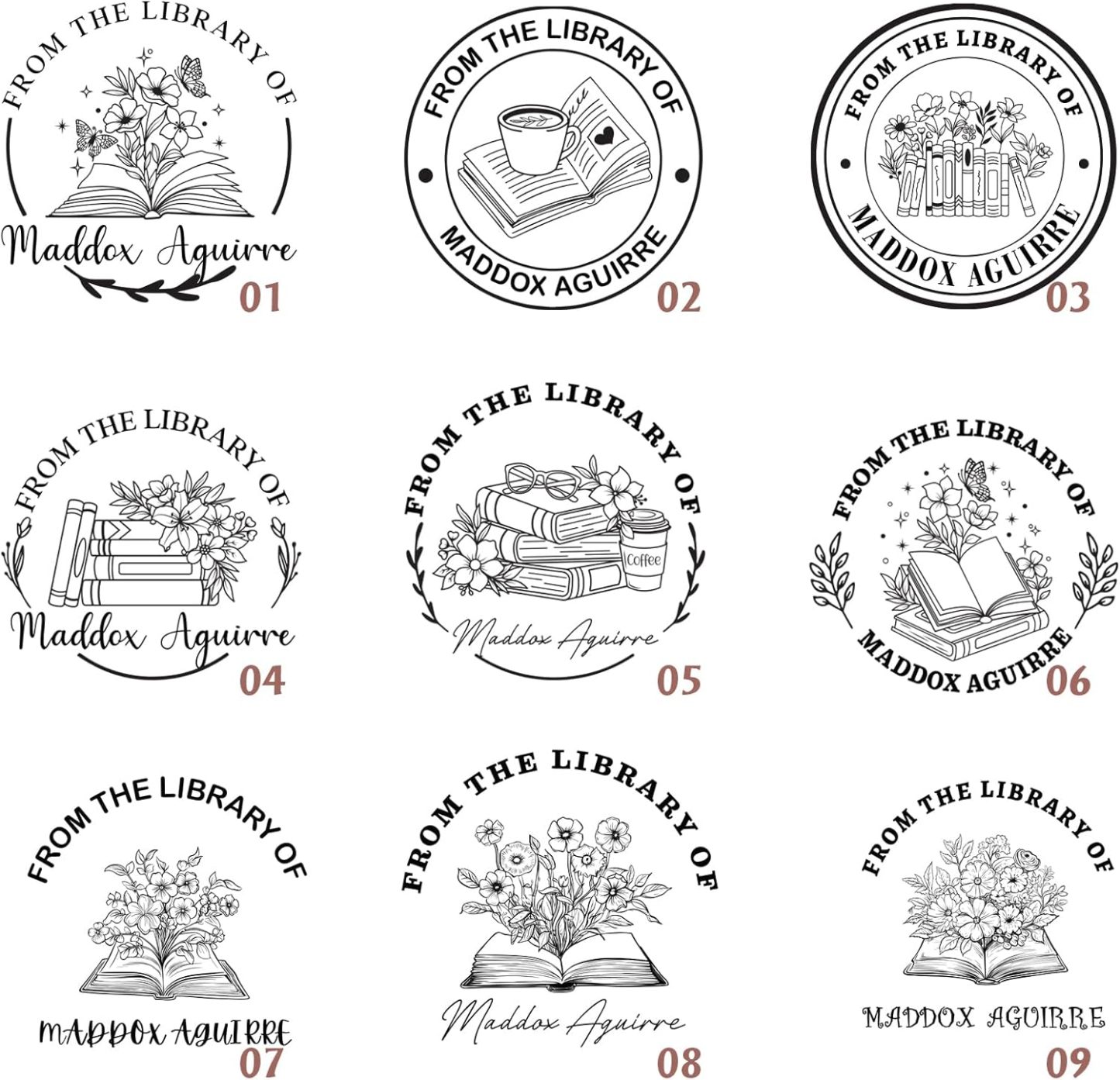 Custom Book Embosser, Personalized Embosser Stamp, Personal Library Embosser Create Unique Name Logo Design, Floral Book Stamp Seal for Wedding Business Envelope, Teacher Book Lover Gift