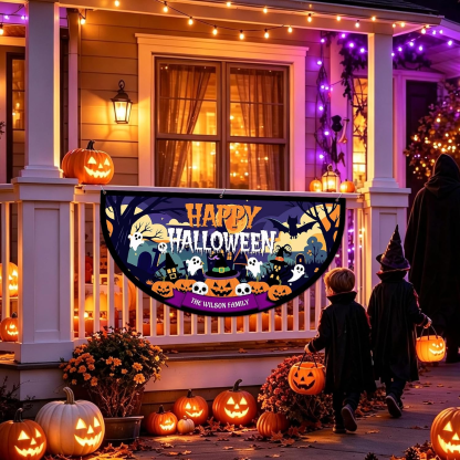 Custom Halloween Banner Personalized Halloween Bunting Party Backdrop for Indoor & Outdoor