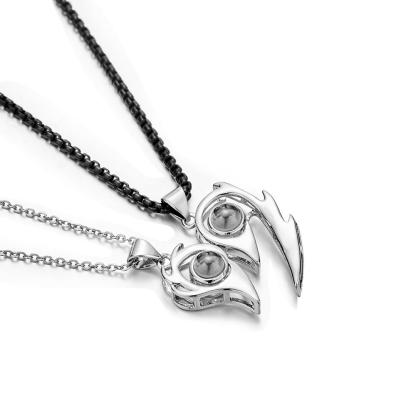 2 Pcs Personalized Picture Inside Projection Necklace Custom Memorial Photo Projected Pendant Jewelry Gift for Couple Men Women for Her