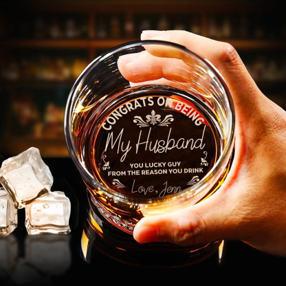 Congrats On Being My Husband Whiskey Glass - Personalized Engraved Prescription Whiskey Glass Gift - Thanks for All the Orgasams Whiskey Glass - Cocktail Glass Luxury Gift for Men Groomsman Dad
