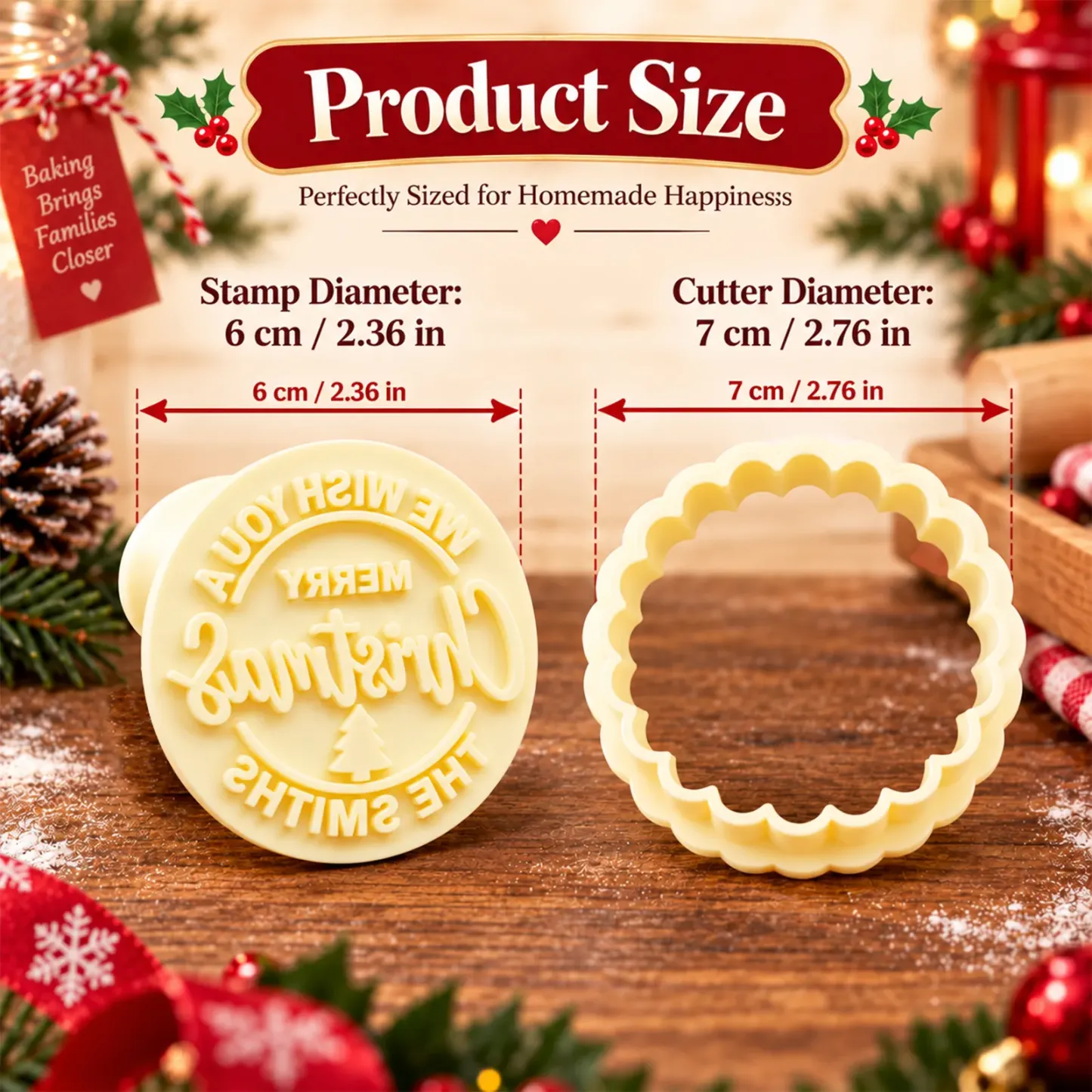 Personalized Cookie Cutter Stamp, Custom Family Name, Christmas Cookie Cutters, Baking Gift