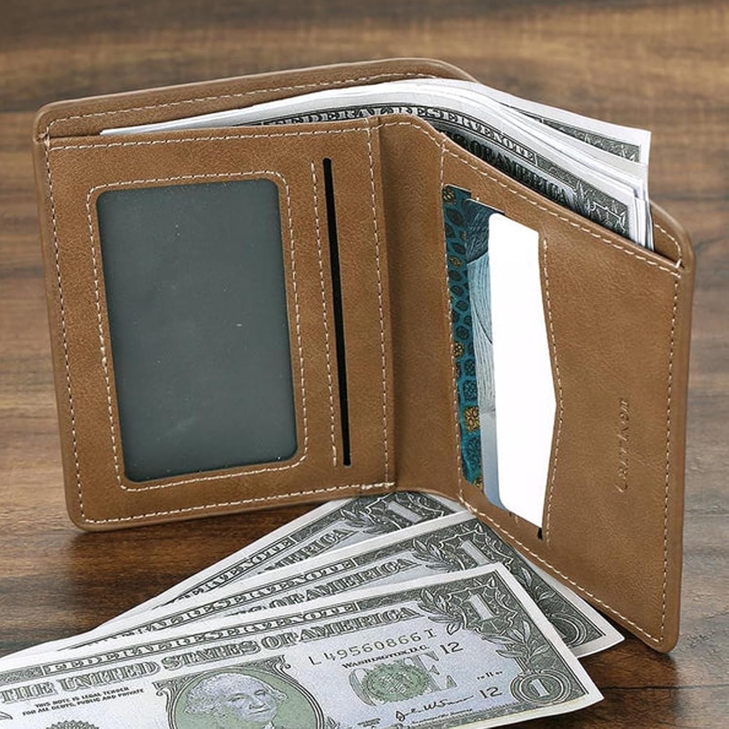 Custom Wallet for Men, Personalized Engraved Men's Wallet, Long Leather Men Wallet with Photo Name for Anniversary Birthday Wedding, Personalized Gifts for Him Dad Husband Groomsman Boyfriend