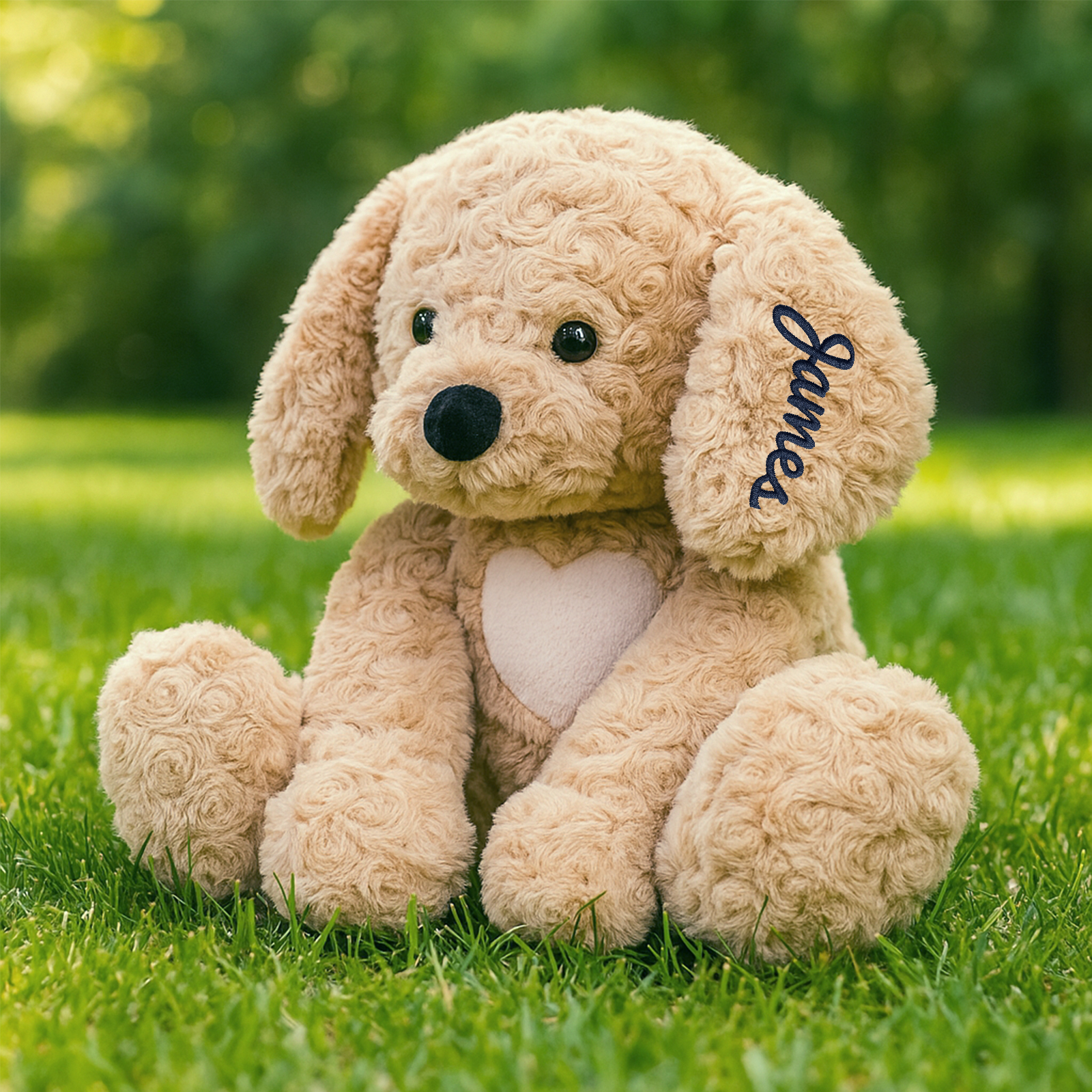 Custom Golden Retriever Stuffed Animal, 12.2" Puppy Plush Personalized Embroidered Name Stuffed Dog Plushie