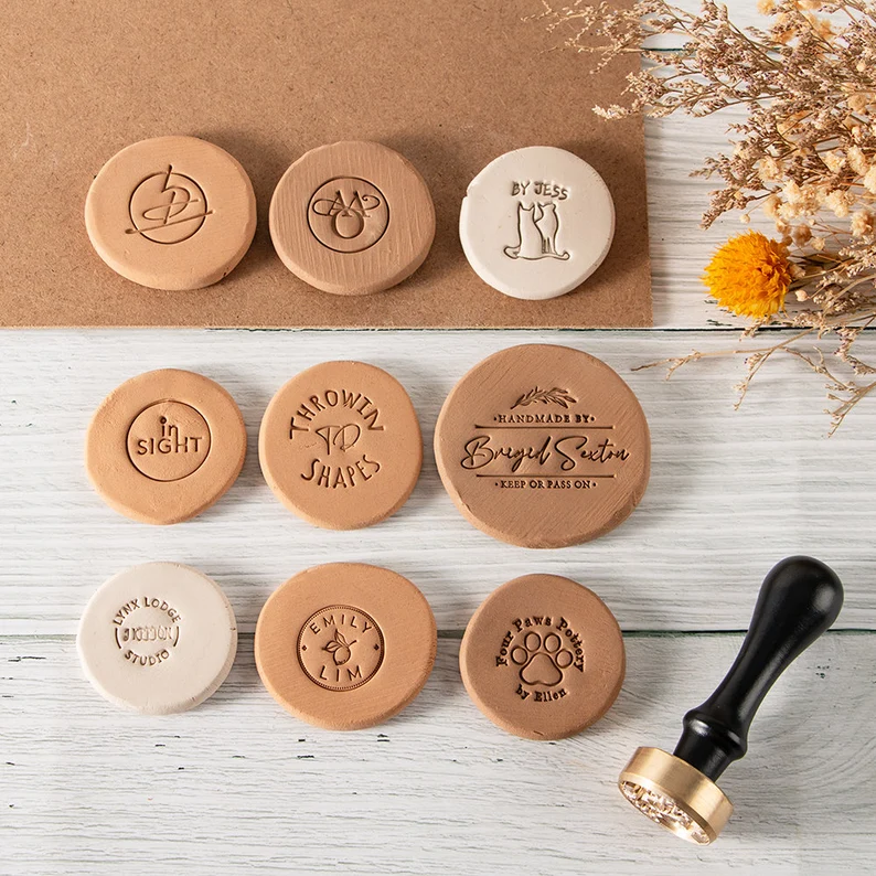 Custom Pottery Stamp, Custom Clay Stamp, Initial Ceramic Stamp, Custom Soap Stamp in Brass, Personalized Signature Brass Stamp for Pottery
