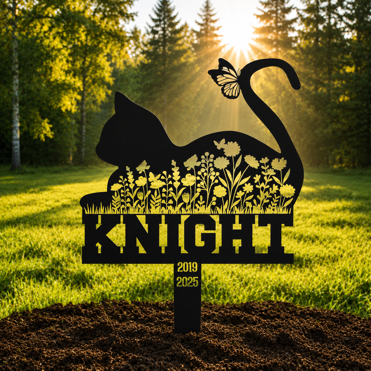 Pet Cemetery Cat Grave Marker – Personalized Outdoor Cat Headstone, Custom Name & Lifespan Dates Pet Grave Markers, Available in Multiple Styles and Colors