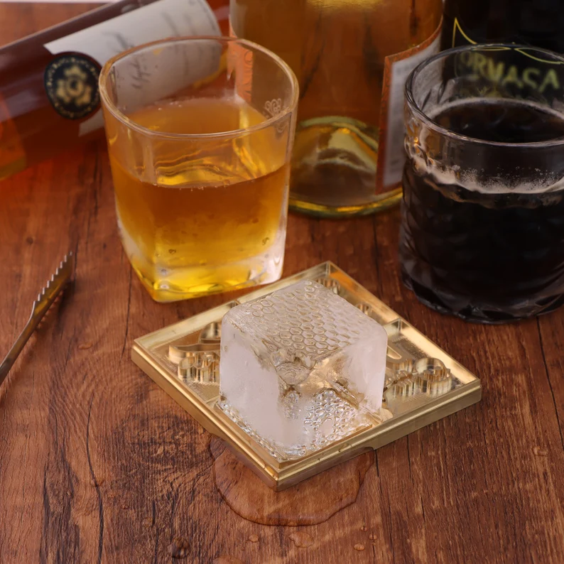 Custom Brass Ice Cube Stamp: Personalized Bar Ice Plate, Branding Tray