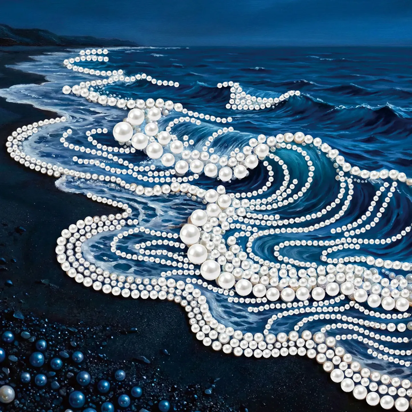 Framed Waves-Pearls Painting Kit DIY Diamond Painting Pearl Dot Crafts 