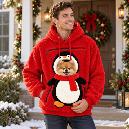Christmas Pet Carrier Hoodie, Santa Dog Holder Sweatshirt, Puppy Pouch Pocket, Holiday Animal Gift Festival Apparel