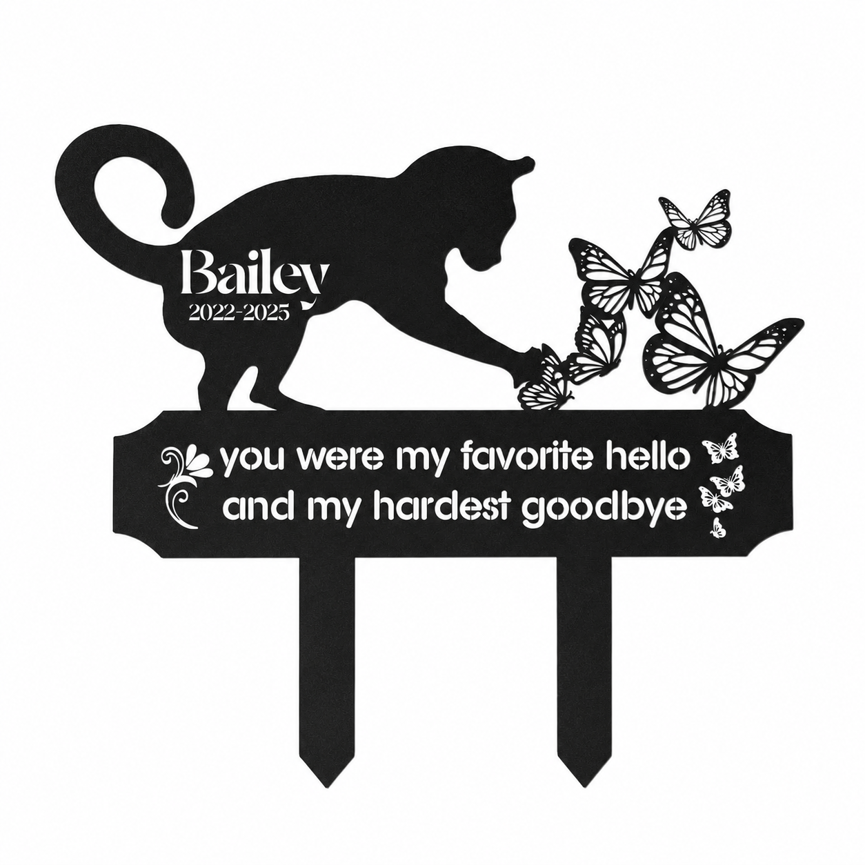 Sleeping Cat Grave Marker – Personalized Outdoor Pet Memorial Stone with Custom Name and Lifespan Dates, Engraved Cat Headstone for Garden or Cemetery, Durable Tombstone for Pet Loss Tribute