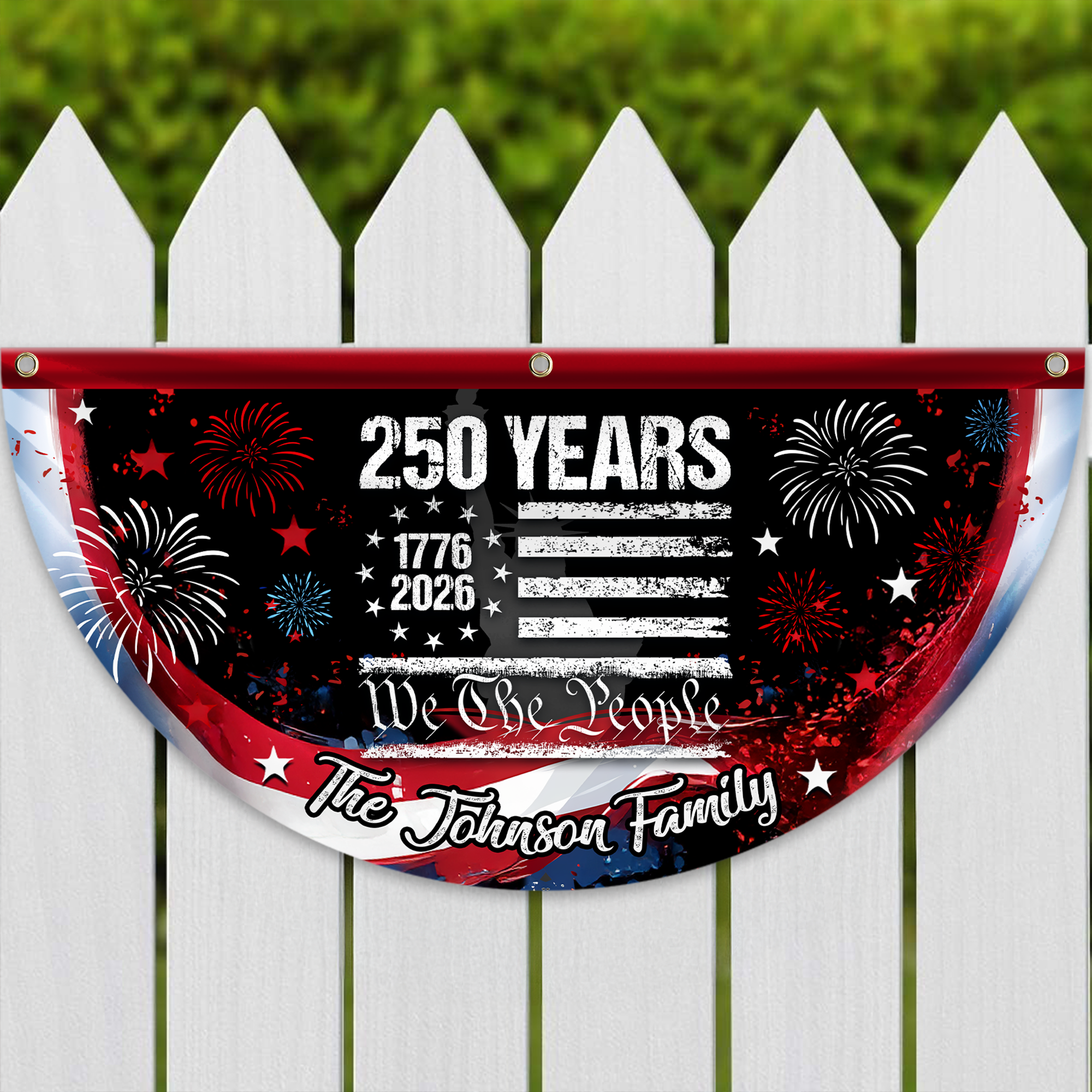 Personalized 250 Years of Freedom America Flag Custom 250 Years USA 250th Birthday 1776-2026 Eagle Non-Pleated Fan Flag USA 250th Anniversary Bunting Flag
