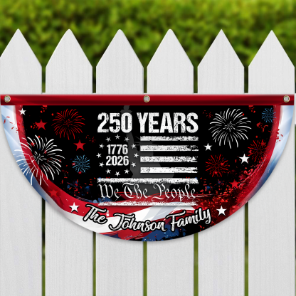 Personalized 250 Years of Freedom America Flag Custom 250 Years USA 250th Birthday 1776-2026 Eagle Non-Pleated Fan Flag USA 250th Anniversary Bunting Flag