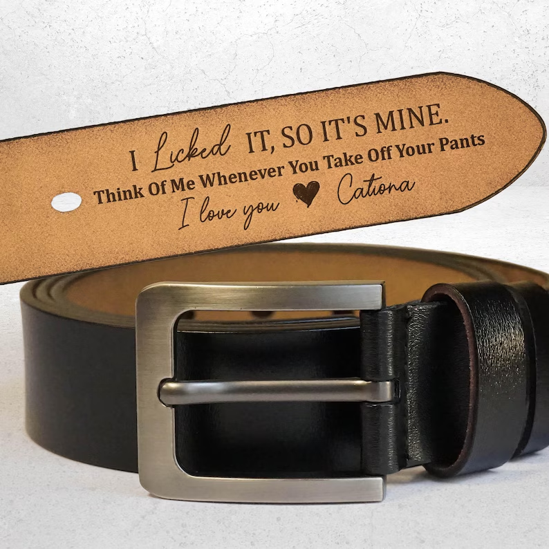 Personalized Engraved Leather Belt, I Licked It, So It's Mine, Funny Handmade Belt Gift For Boyfriend, Husband, Custom Handmade Belt
