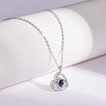Custom Photo Necklace Projection Heart-shaped Hollow Couple Theme Gifts