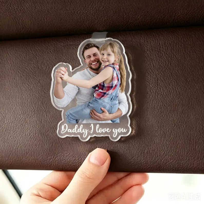 Custom Photo Car Sun Visor Clip – Thoughtful Gift for Dad & Family