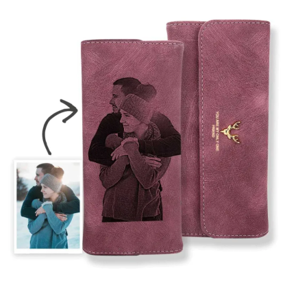 Gifts For Woman - Custom Photo Engraved Wallet | Women's Long Leather Wallet Valentine's Day