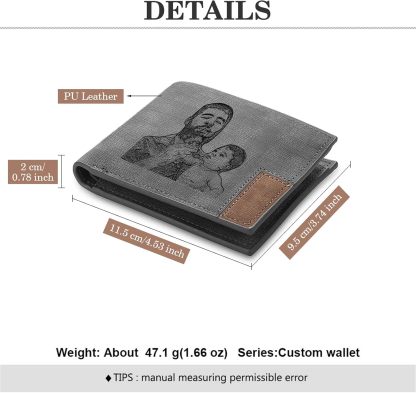 Custom Wallets for Men, Personalized Photo Wallets for Fathers Day, Personalized Gifts Engraved Wallets for Boyfriend Husband Dad Men Him