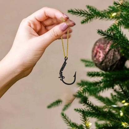 Personalized Lightweight Metal Fishing Hook Ornament with Name Christmas Tree Decoration Christmas Gift for Fishing Lovers