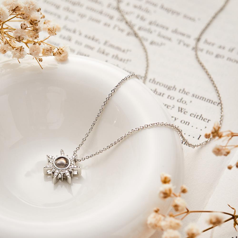 Sun Photo Projection Necklace Personalized Picture Inside Pendant Minimalist Pet Memorial Jewelry Trendy Best Friend Gift