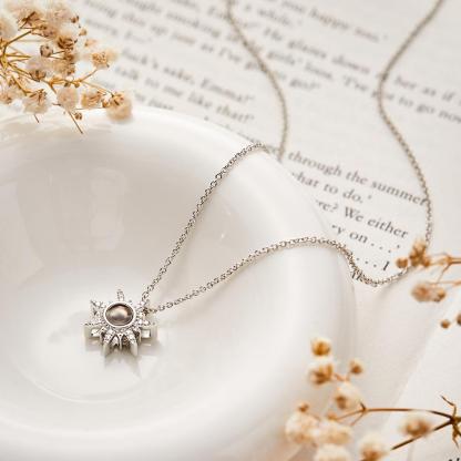 Sun Photo Projection Necklace Personalized Picture Inside Pendant Minimalist Pet Memorial Jewelry Trendy Best Friend Gift