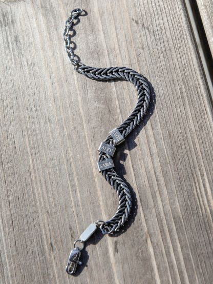 Father Gift, Custom Silver Bracelet For Dad With Kids Name, Personalize Daddy Bracelet, Family Jewelry, Famliy Name Bracelet, Husband Gift