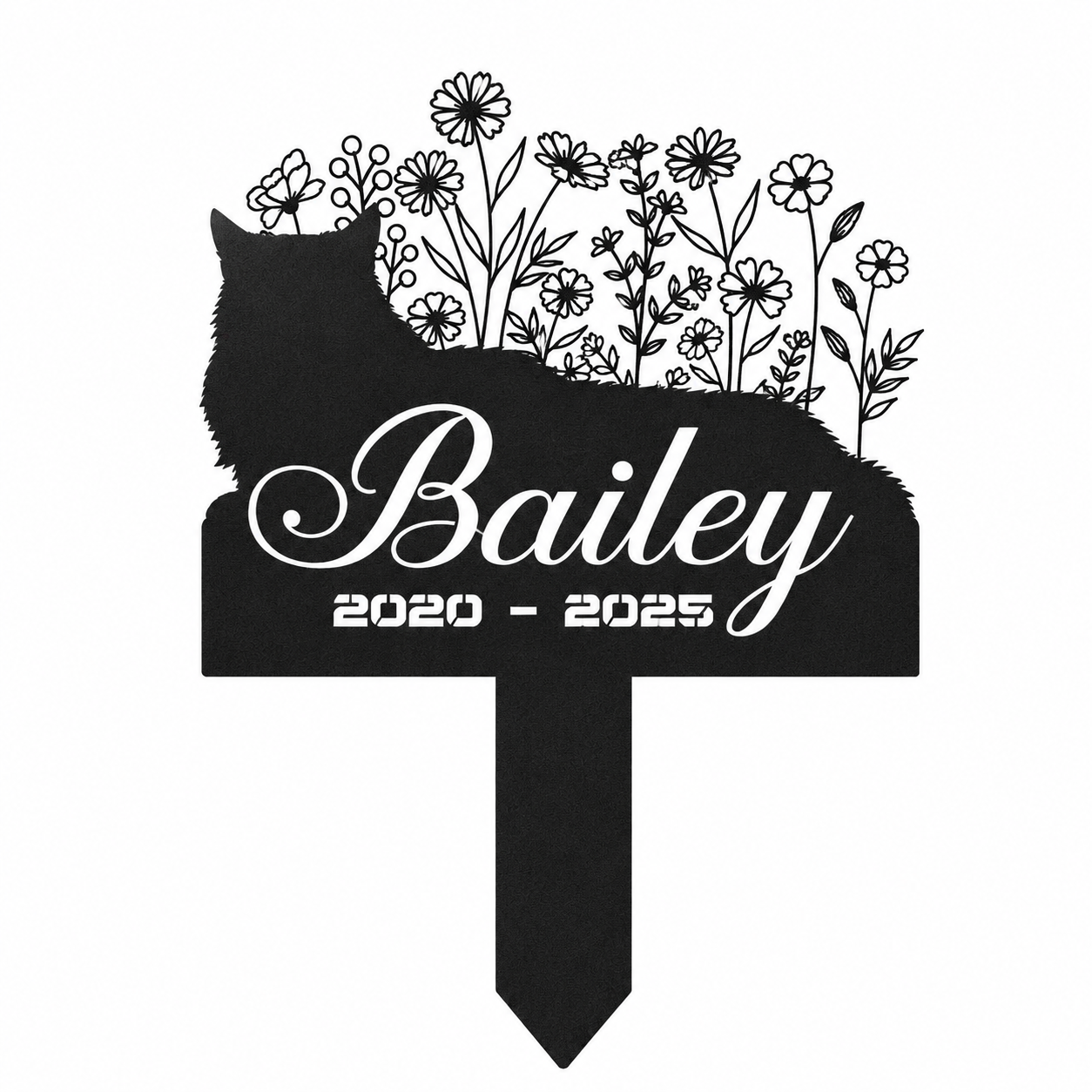 Cat Headstone and Grave Marker – Personalized Outdoor Grave Marker for Pets with Custom Name and Year, Durable Metal Cat Tombstone for Garden Tribute