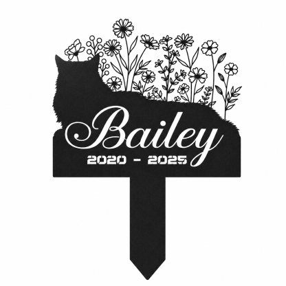 Cat Headstone and Grave Marker – Personalized Outdoor Grave Marker for Pets with Custom Name and Year, Durable Metal Cat Tombstone for Garden Tribute
