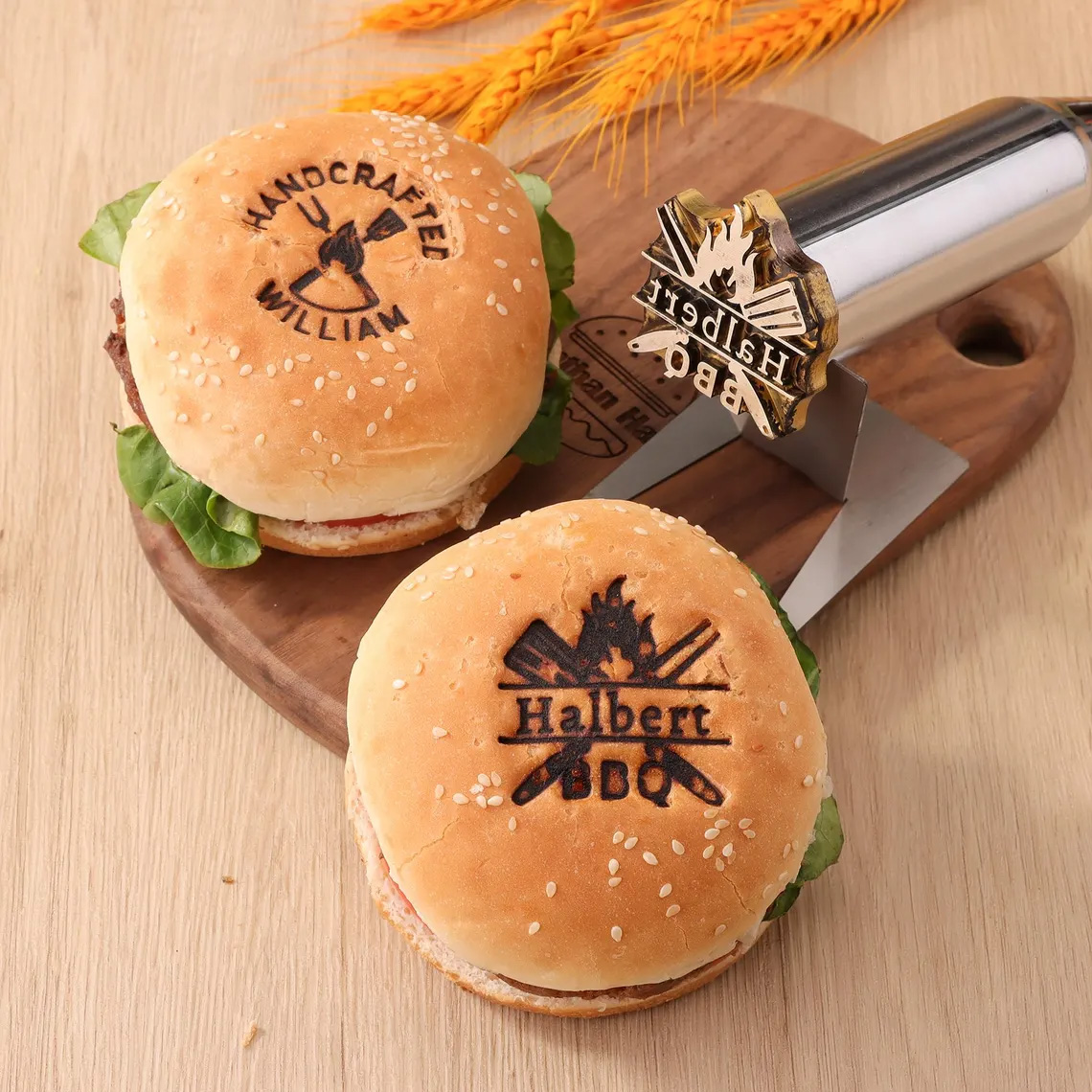 Custom Branding Iron for BBQ, Food Branding Iron, Custom Grill Brand Iron, Custom Logo Branding Iron, Hamburger Stamp, Gift for him