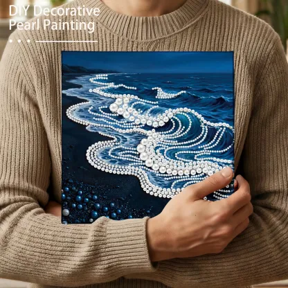Framed Waves-Pearls Painting Kit DIY Diamond Painting Pearl Dot Crafts 