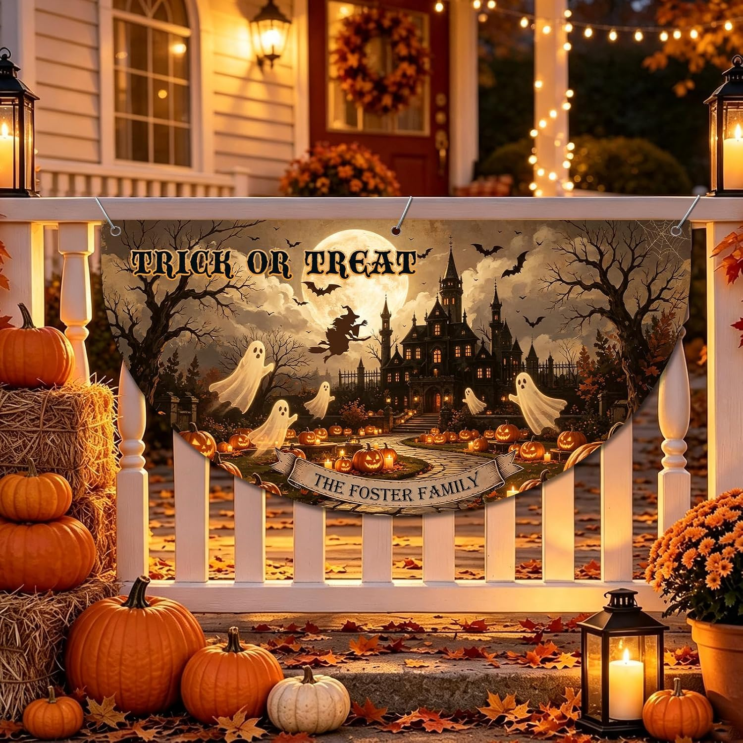 Custom Halloween Banner Personalized Halloween Bunting Party Backdrop for Indoor & Outdoor