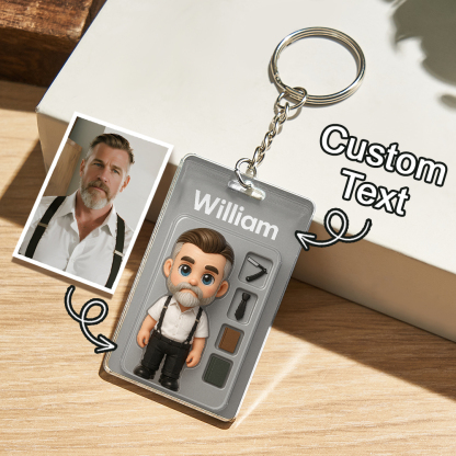 Fully Body Customizable Action Figure Pack Packaging Toy Box Style Art Gift Personalized 2D Printing Acrylic Keychain Gift for Him