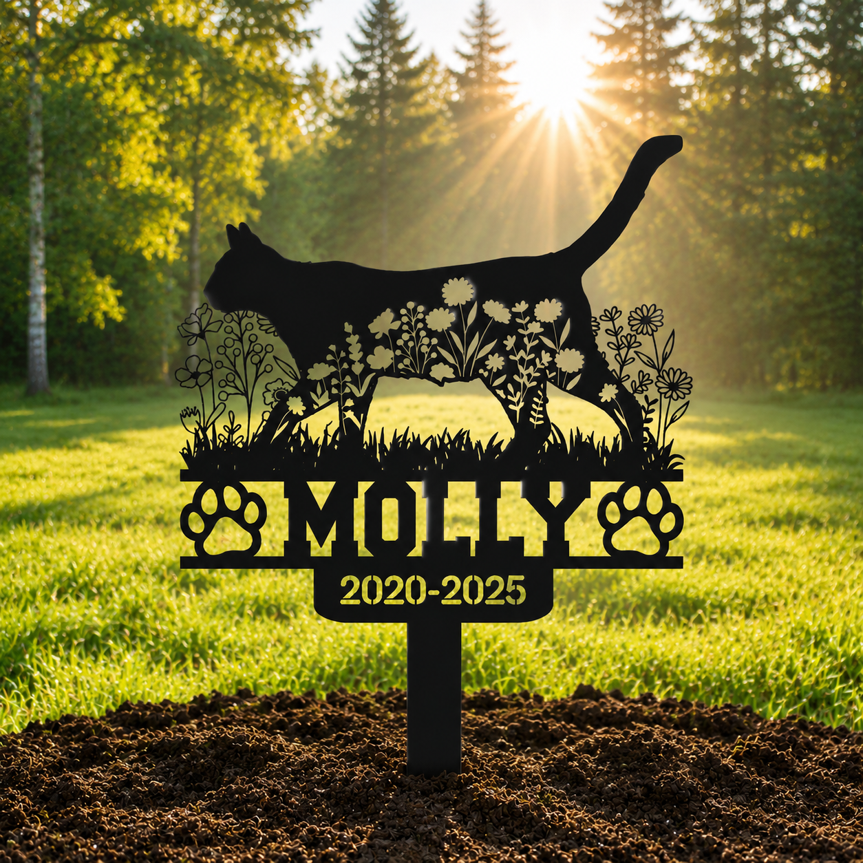 Custom Cat Grave Marker Outdoor, Personalized Pet Headstone for Garden or Cemetery Use, Pet Grave Markers Cat Memorial Stone in Sizes