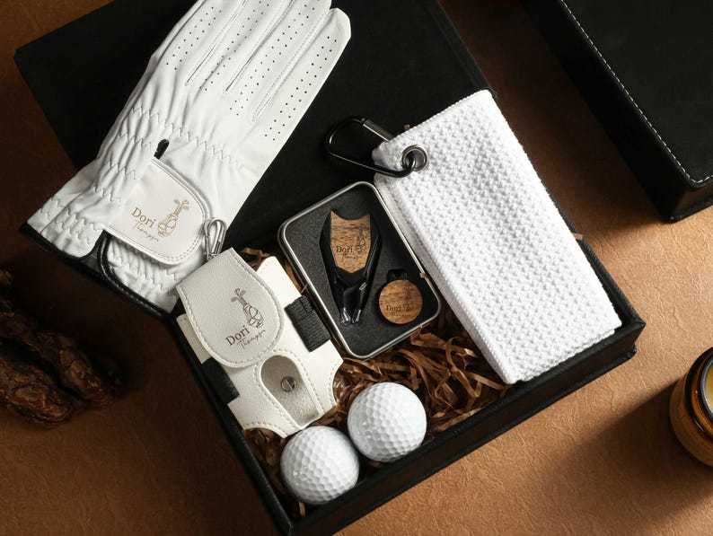 Personalized Golf Gift Set, Gift Set for Golfer, Golf Balls, Golf Bag Tag with Golf Tees, Lawn Tools Ball Markers Set,Golf Gifts for Men