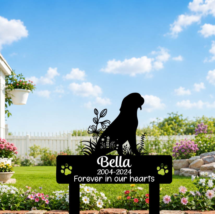 Custom Pet Memorial Garden Stake, Personalized American Hairless Terrier Silhouette Grave Marker with Name and Years, Outdoor Tribute Sign for Beloved Pets