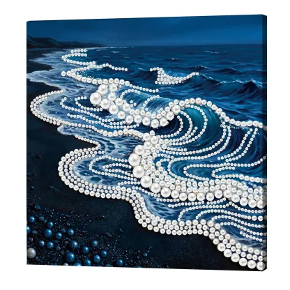 Framed Waves-Pearls Painting Kit DIY Diamond Painting Pearl Dot Crafts 