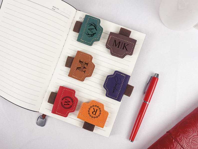 Personalized Engraved Leather Magnetic Bookmark with Pen Holder, Custom Teachers Gifts