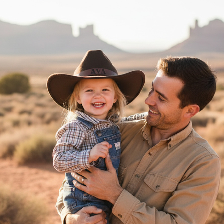 Personalized Cowboy Hat for Toddler Boys Girls, Western Hat for Kids Men Women, Custom Leather Patch Baby Cowgirl Hat